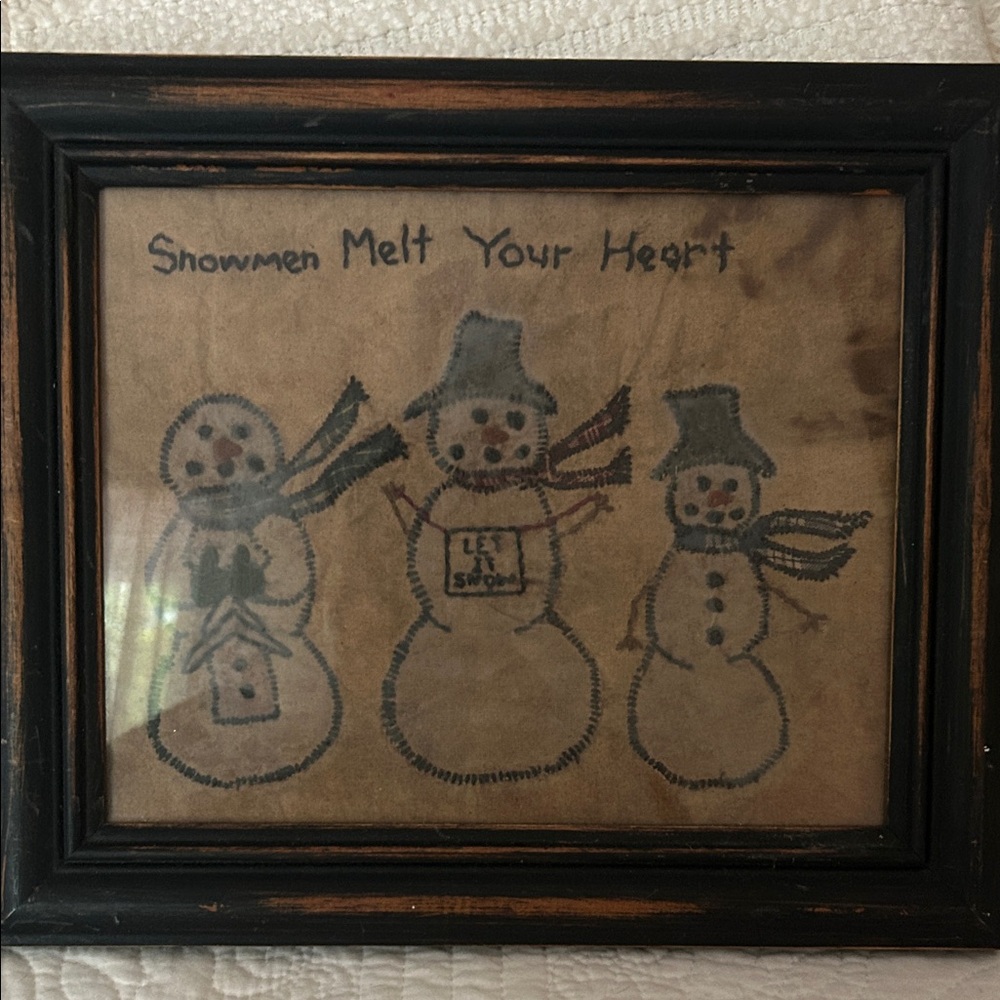 Charming Snowman Wall Art - Black Frame